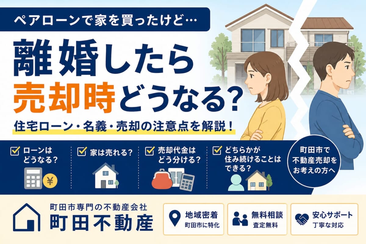 【町田市版】ペアローンで家を買ったけど離婚したらどうなる？売却時の注意点を不動産会社が解説 ペアローンで家を購入したけれど、離婚したら家はどうなる？