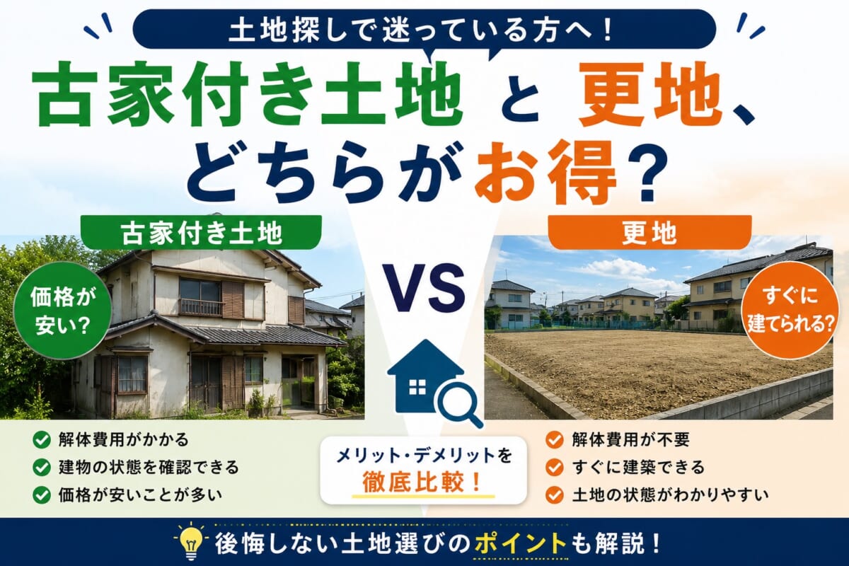 古家付き土地と更地、どちらがお得？メリット・デメリットを解説