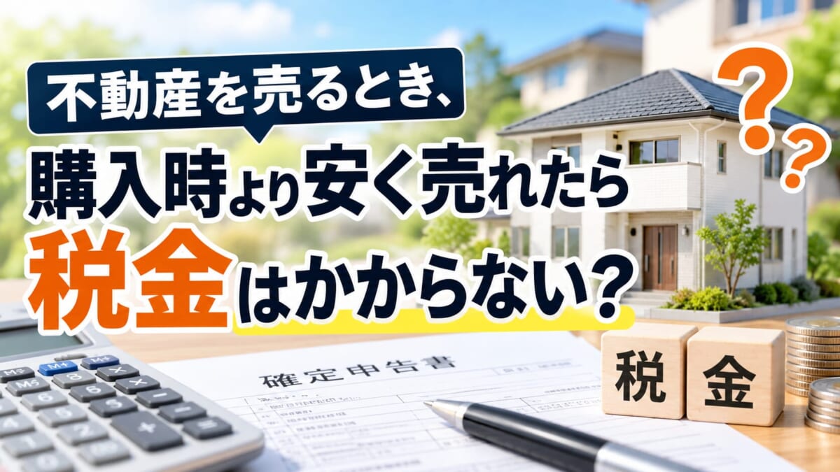 不動産を売るとき、購入時より安く売れたら税金はかからない？町田市の不動産会社が解説！